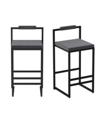 Velvet Bar Stools Set of 2, Counter Height, Black & Gray