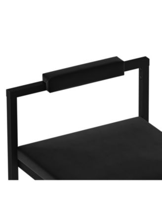 Velvet Bar Stools Set of 2 - Counter Height Kitchen Chairs (Black