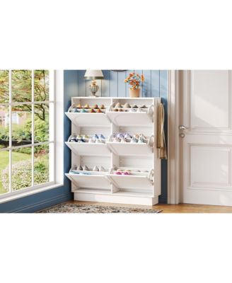 Streamdale Elegant Narrow Shoe Cabinet with 6 Drawers & Hooks