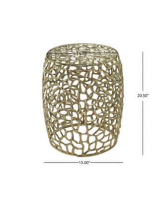 Streamdale Aluminum Drum End Table with Intricate Design-Gold