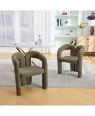 Velvet Accent/Dining Chair Set of 2 (Olive Teddy)