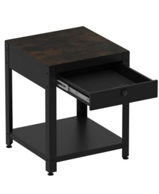 Square Double-Layer Coffee Table w/ Hidden Compartment & Fingerprint Lock