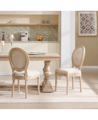 French Country Upholstered Dining Chairs, Set of 2