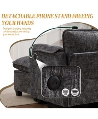 Oversized Sectional Sofa Cloud Couch w/ Ottoman, USB & Phone Holder