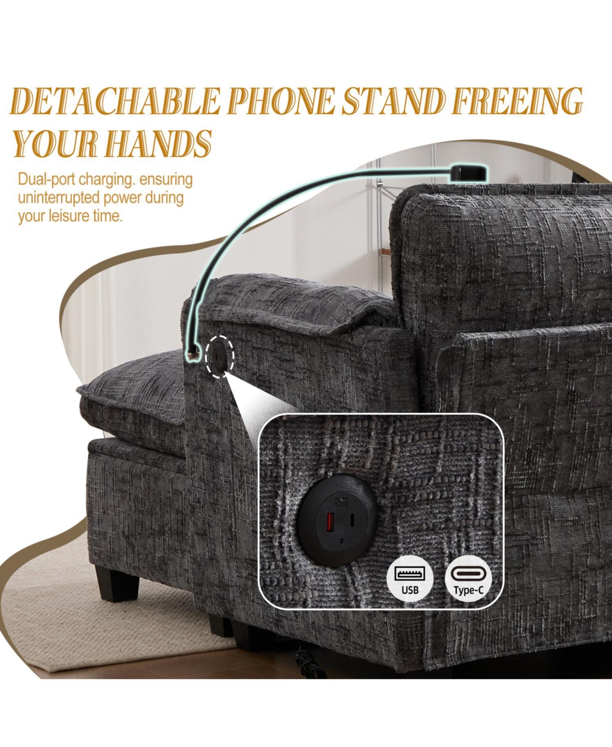 Streamdale Furniture Oversized Sectional Sofa Cloud Couch w/ Ottoman