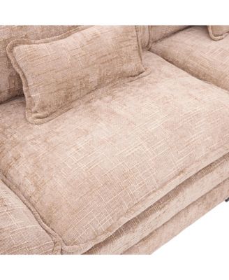 Oversized Sectional Sofa Cloud Couch w/ Ottoman, USB & Phone Holder