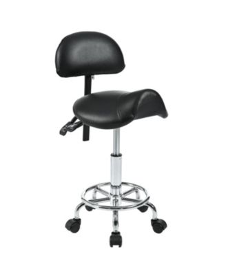 Ergonomic Saddle Stool with Back & Foot Rest, Rolling Adjustable Swivel Chair