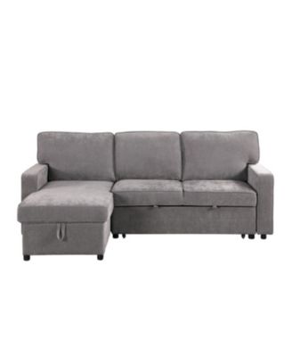 Grey Sectional Sleeper Sofa with Storage, USB & Cup Holders