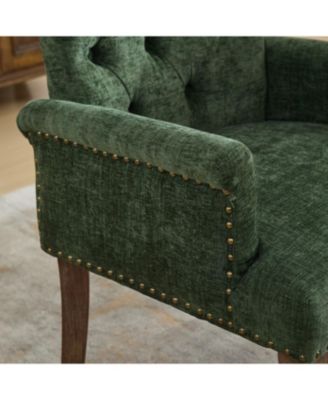 Chenille Dining Chair, Wood Legs, Tufted