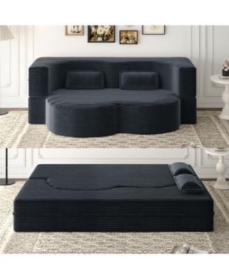 Streamdale Corduroy Foam Sleeper Sofa Bed with Pillows
