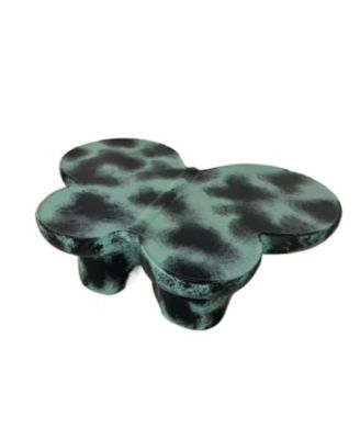 Streamdale Modern Coffee Table Faux Travertine Textured for Livingroom/Office,Green + Black
