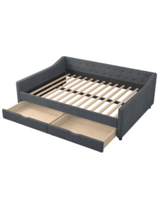 Upholstered Daybed with Drawers & Tufted Back
