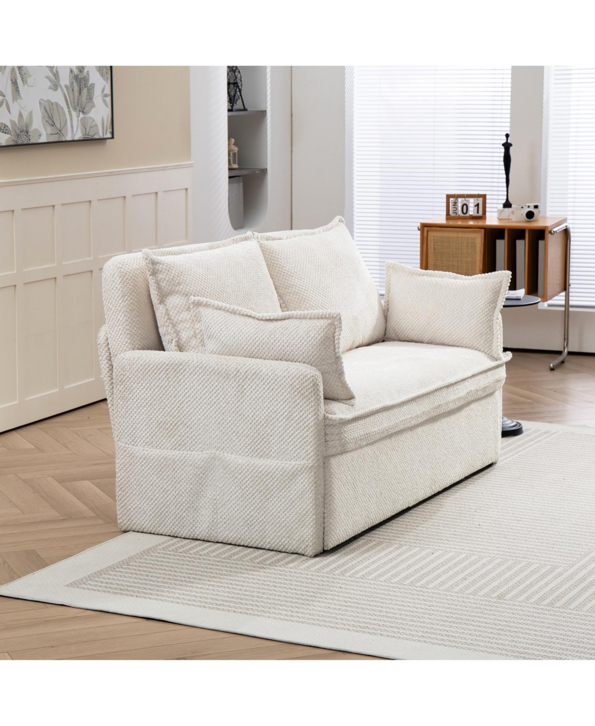 Streamdale Furniture Corduroy Convertible Sofa Bed with Usb Ports & Side Storage