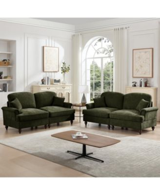 Streamdale Modular Sofa Set, Flared Arms, Removable Skirts, Spindle Legs
