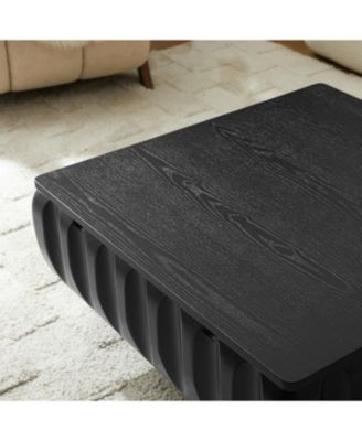 Square Lift-Top Coffee Table with Solid Wood Frame and Hidden Storage