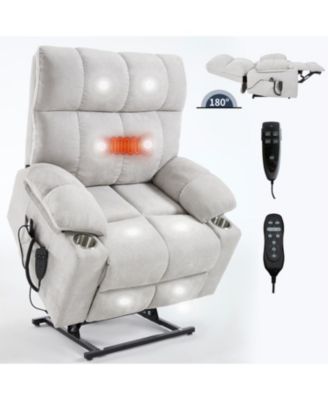 Beige Power Lift Recliner w/ Massage & Heat