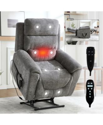 Power Lift Recliner, 350 LBS, Massage & Heat, Grey
