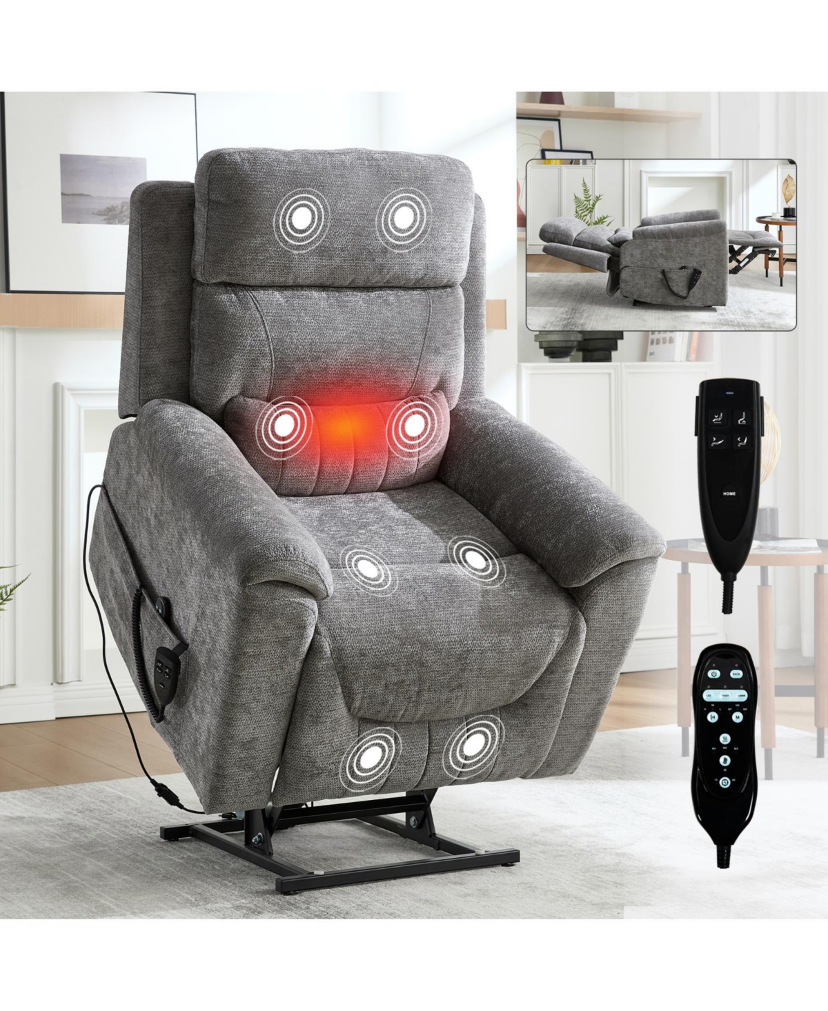 Streamdale Furniture Power Lift Recliner, 350 Lbs, Massage & Heat