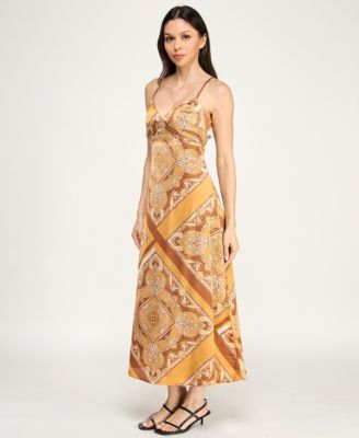 Juniors' Sleeveless Satin Midi Dress