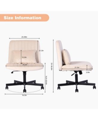 Velvet Criss Cross Armless Office Chair with Wheels