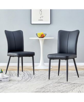 Modern Black PU Chairs - Set of Two