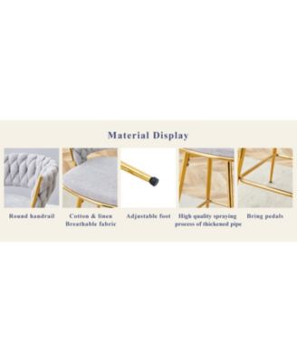 Swivel Bar Stools Cotton Linen Cushions Rust-Proof Metal Frame