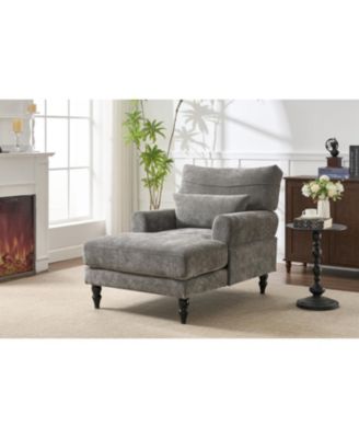 Streamdale Modern Grey Chaise Lounge Sofa Recliner