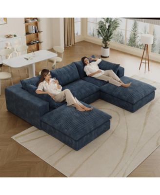 Cloud Corduroy Sofa- Deep Seat, Removable Cushions, DIY Combination