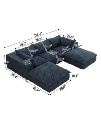 Cloud Corduroy Sofa- Deep Seat, Removable Cushions, DIY Combination