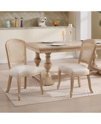 Streamdale French Country Dining Chairs, Rattan Back,  Set of 2