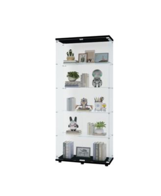 Two Door Glass Cabinet Glass Display Cabinet with 5 Shelves.