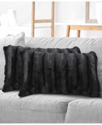 Faux-Fur 2-Pack Decorative Pillows, 12" x 20"