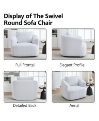 Streamdale Swivel Teddy Fleece Comfy Chair with Pillow