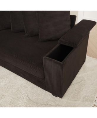 Streamdale Corduroy L-Shaped Sectional Sofa with Chaise & Storage