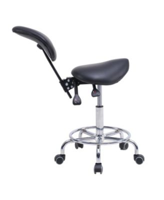 Saddle Stool Chair with Backrest, Swivel Hydraulic Tilt Seat, Wheels & Footrest for Medical, Dental & Clinic Use