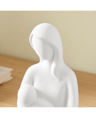 Hans White Abstract Mother Holding Baby Matte Ceramic Sculpture