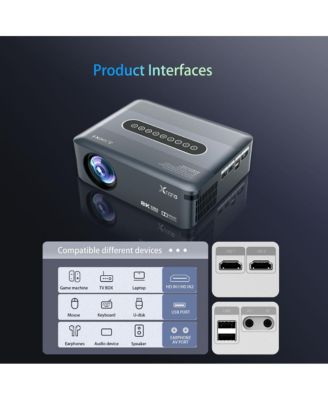 8K Android Smart Projector with 1080p, Daytime Viewing, Built-in Sound & Voice Control