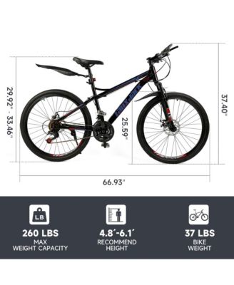 26-Inch 21-Speed Mountain Bike, Sleek Design with Suspension Fork & Dual Disc Brakes
