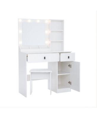 Streamdale Vanity Desk with Adjustable Lights, Drawers & Storage