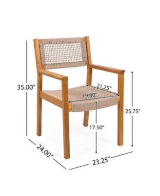 Teak and Rope Dining Chairs (Set of 2) Sleek and Durable for Indoor or Outdoor Use