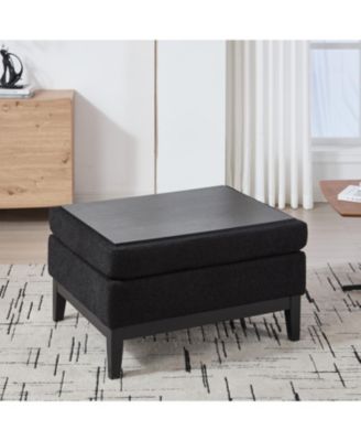 33.86" Square Storage Ottoman/Coffee Table - Black Boucle