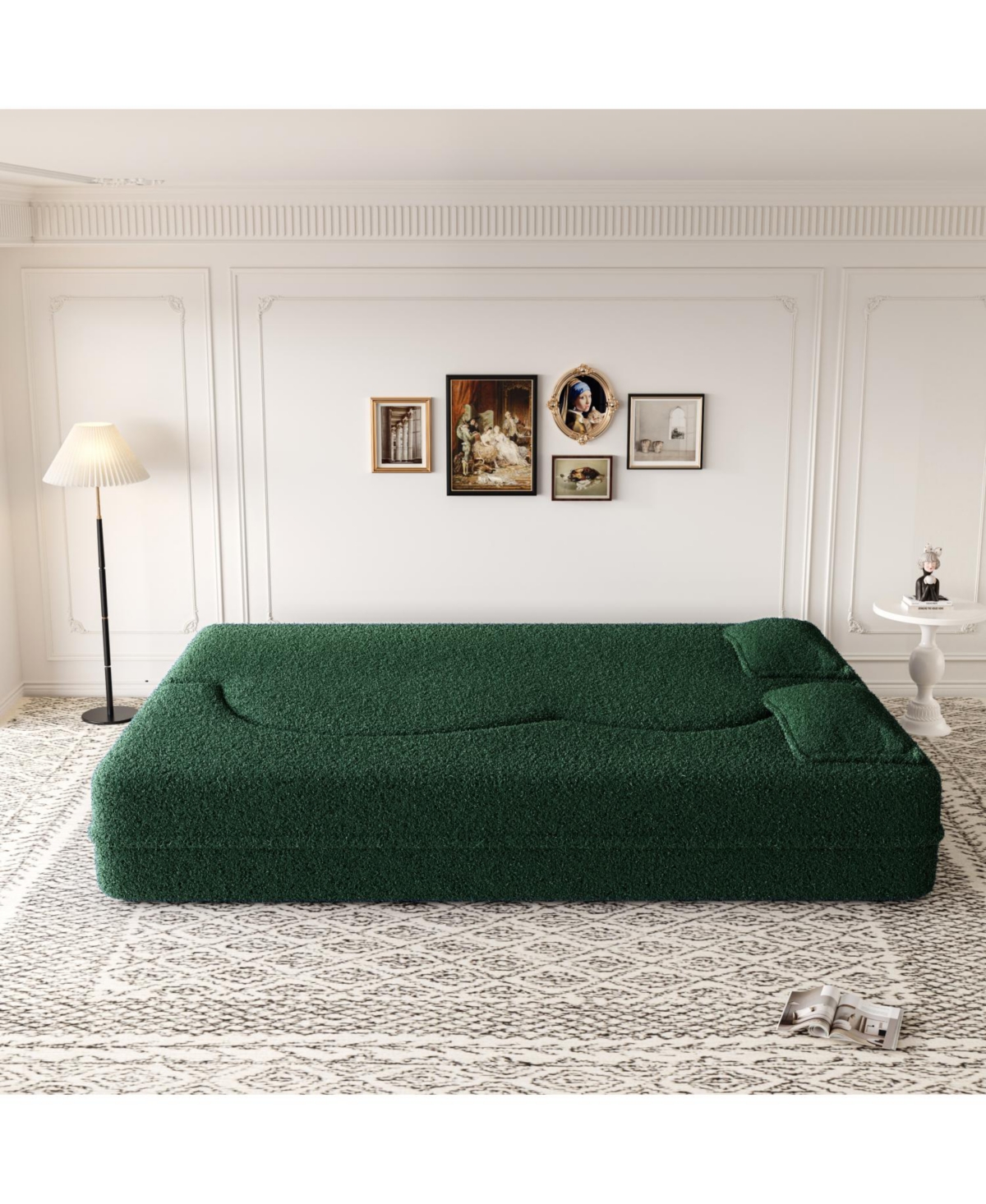 Streamdale Furniture Streamdale Teddy Fabric Foam Sleeper Sofa Bed with 2 Pillows - Green