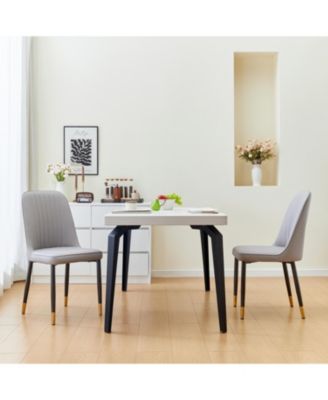 Grey Dining Chairs (Set of 2) - Cushioned, Modern Kitchen/Living Room