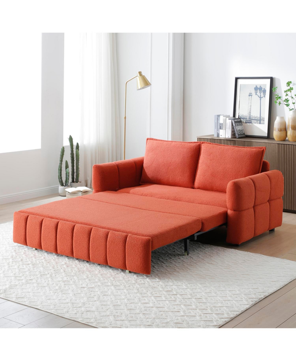 Streamdale Furniture Streamdale Sleeper Sofa Bed with Teddy Chaise - Orange