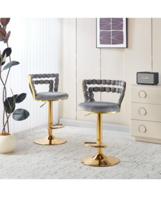 Modern Grey Bar Chairs (Set of 2) Golden Legs