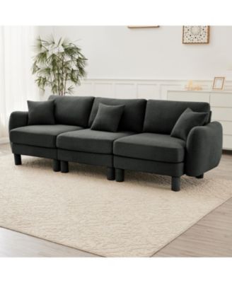 Boucle 3-Seater Sofa with Shell Armrests