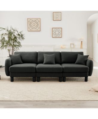 Boucle 3-Seater Sofa with Shell Armrests