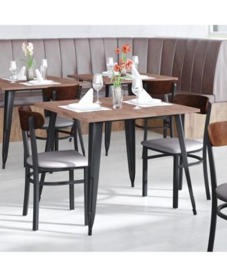 Yara Industrial Dining Chair with Rolled Steel Frame and Solid Wood Seat - 500 lbs. Static Weight Capacity