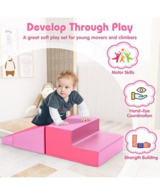 Soft Foam Climber Step and Slide Playset for Toddlers with Easy Clean Cover