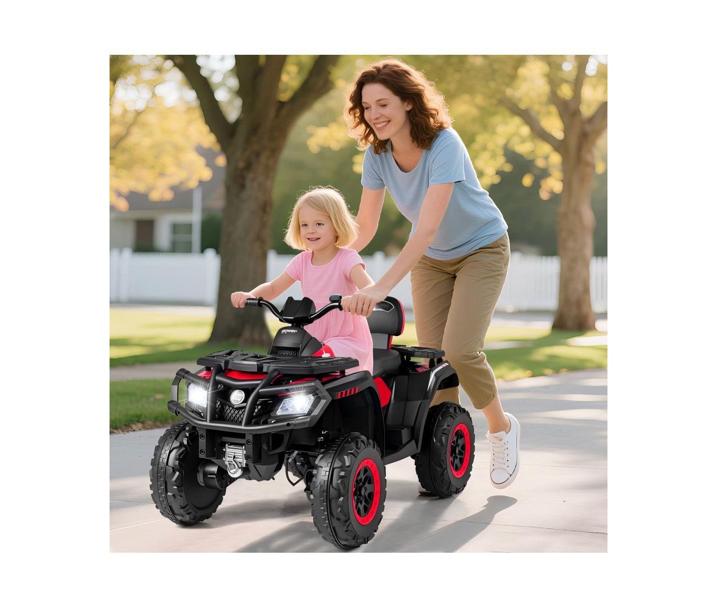 Детская игрушка HONGGE Electric Two-Seater ATV Ride-On Vehicle with Four Motors and Music, Ages 3-8, цвет: Красный — фото 6
